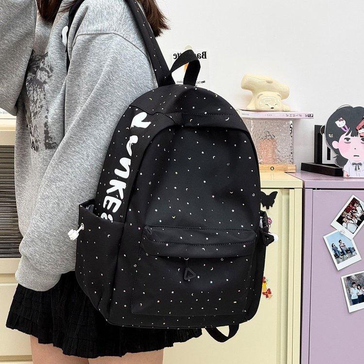 Schoolbag Korean version cute polka dot backpack bag female college style casual student schoolbag fashionable versatile letter simple backpack