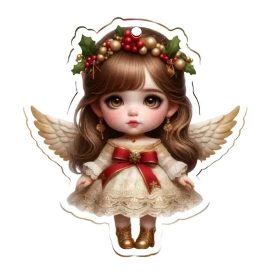 

1/6 шт. Рождественская шапка Санты для девочки, подвесное украшение, праздничная вечеринка, зима, Рождество, елка, 2D плоская акриловая мультяшная фигурка ангела, феи, подвесное украшение F