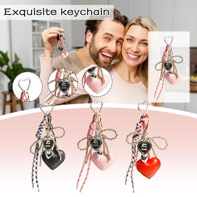 Girly Bead Bow Bag Pendant Leather Heart Super Beautiful Keychain Pendant