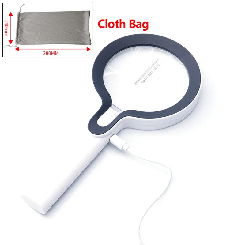 Velká čočka Ruční lupa 10X 25X Dobíjecí lupa 29 LED 3 rychlosti Nastavitelná lupa pro seniory ke čtení