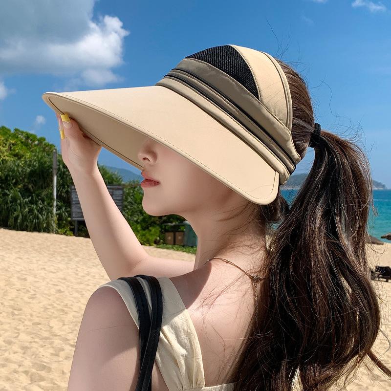 Summer eaves breathable sun hat children outdoor cycling sun hat versatile fashion show face small empty top hat