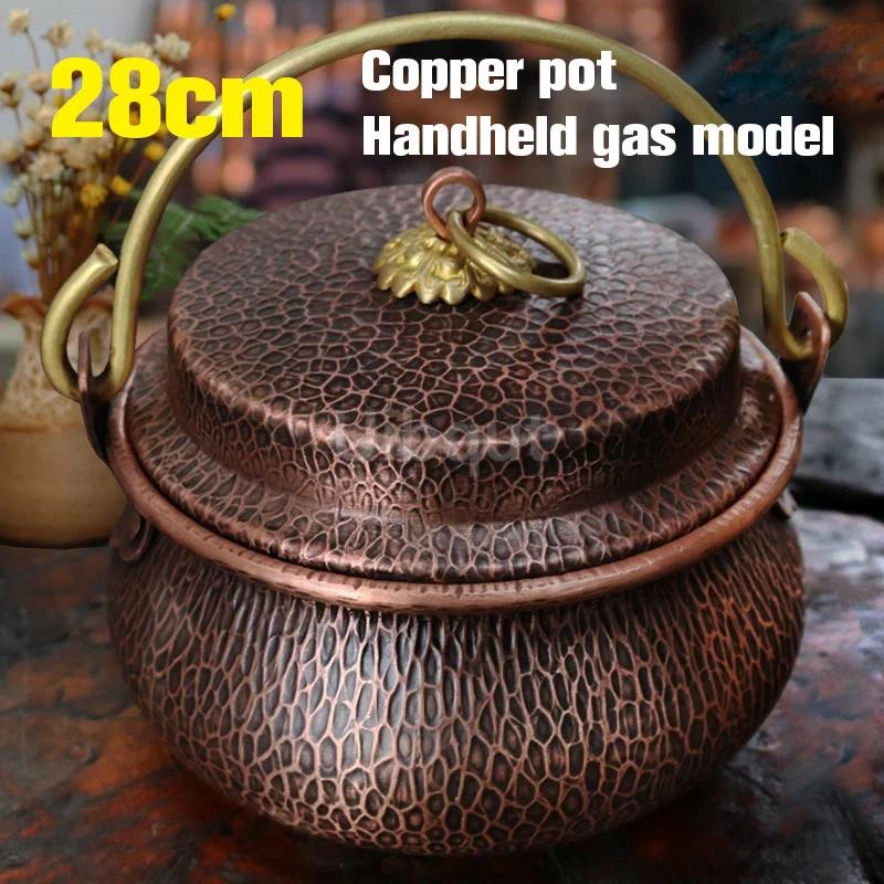 Gong Pot Manual Thickened Braised Rice, Porridge and Stewed Meat Hotpot Pots for Cooking Pure Copper Vintage Soup Stew Pot