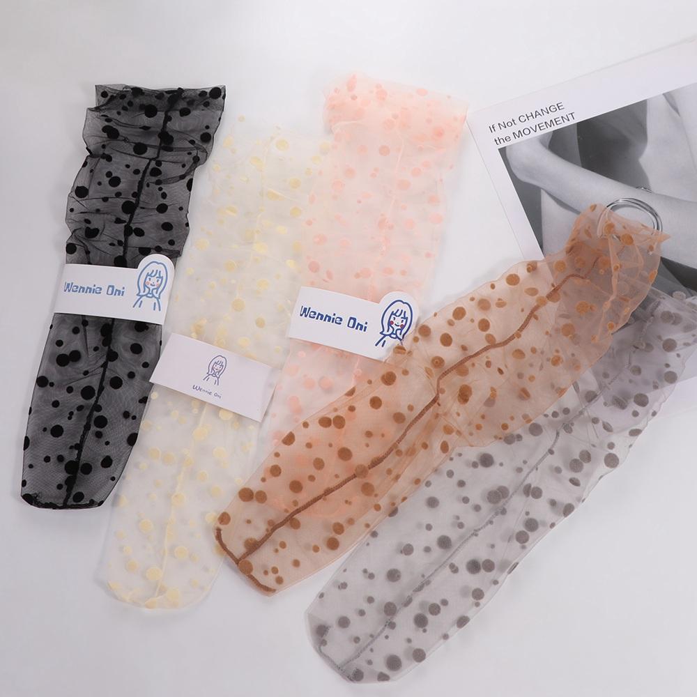 Sweet Transparent Women Mesh Chiffon Tulle Socks Dress Hosiery Nylon Dot Socks