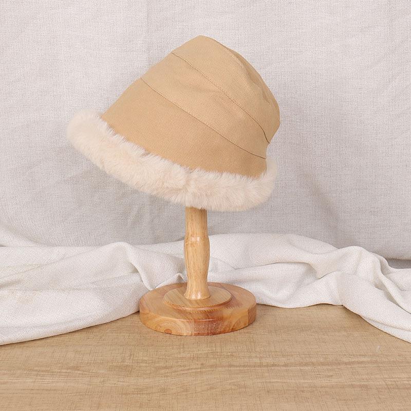 Winter imitation wool Mongolian hat basin hat men and women thickened cold and warm bucket hat large brim adult