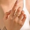 Stainless Steel Gold Color Irregular Geometric Opening Rings for Women Fashion Metal Texture Wide Rings Aesthetic Jewelry Gift