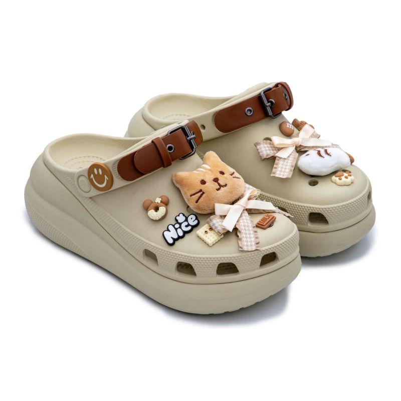 Crocs Crush Clog Young Girl Casual Temperament Princess Style Hole Shoes Women's Bone White