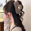 Autumn Winter Elegant Large Plush Claw Clip for Women - Maillard Square Design for Thick Hair