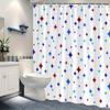 1pc Colorful Star Shower Curtain, Red Blue Light Blue on White, Playful Festive Design,  12 Hooks, Machine Washable Polyester