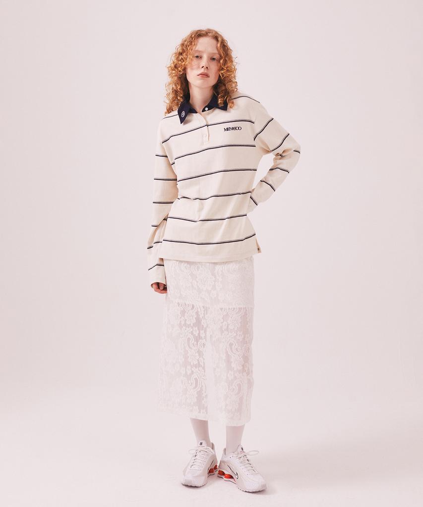 Minasu Mns Striped Cotton Collar T Shirt_Ivory