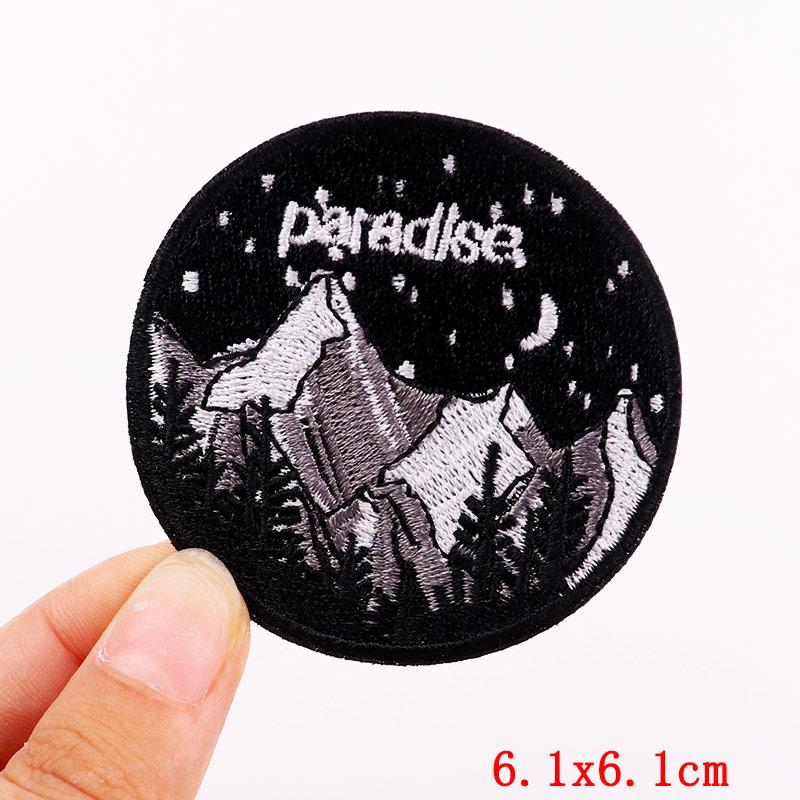 Outdoor/Adventure Embroidey Patch DIY Cartoon Sun Iron On Embroiderd Patches For Clothing Sew Stickers Badge Decoration