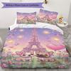 Set Copripiumino con Motivo Torre Eiffel di Parigi Copripiumino Federa Decorazione per la Casa Regalo di Compleanno (1 * copripiumino + 2 * federe senza imbottitura)84