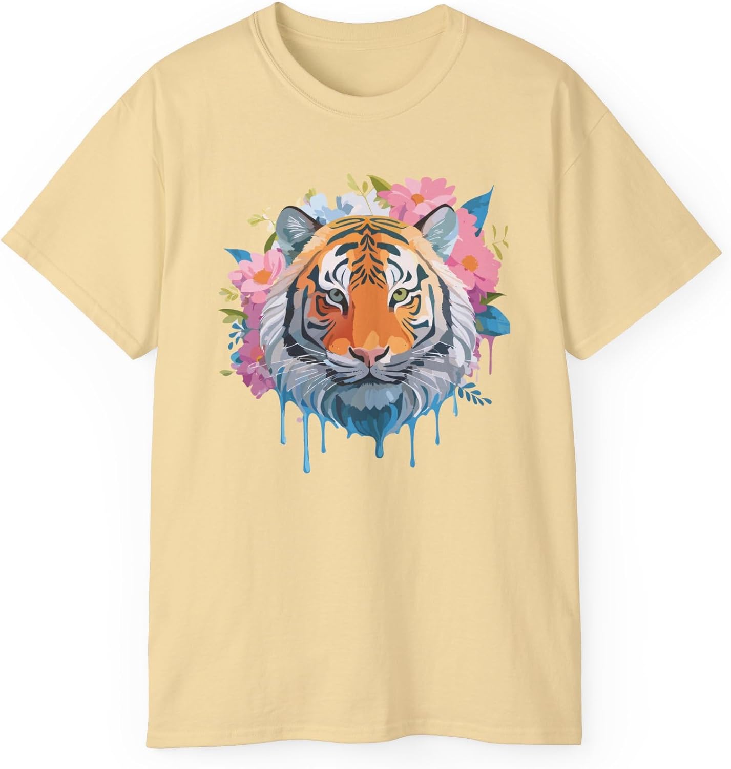 Tiger Graphic Design Tee, Tiger Shirt, Floral Vintage Tees, Art Design T-Shirt, Animal Graphic Tee, Animal Shirts 4 S