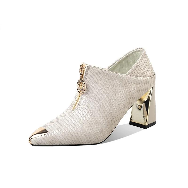 Fashion 2025 Autumn New Fashion Women's Sexy Soft High Heels Nude Boots Black Zipper Comfortable Leather Metal Pointed Pumps