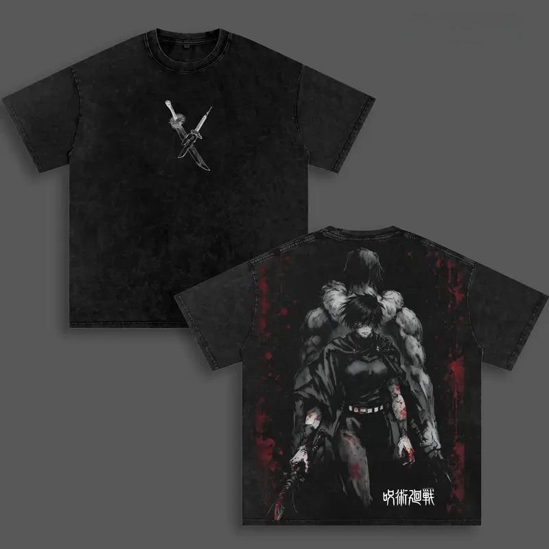 Zenin Maki Jujutsu Kaisen Anime T-shirt Y2k Manga Washed Oversized T Shirt Men Women Clothing High Quality Cotton Tees Tops