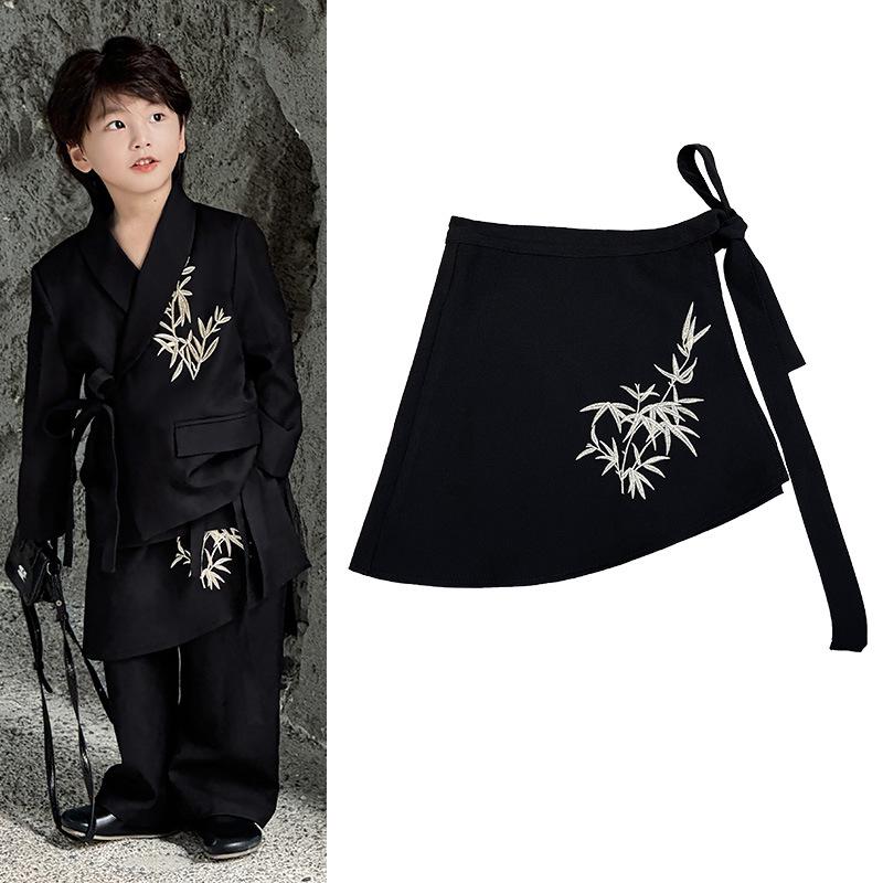 

Осенний костюм-пиджак для мальчиков 2024 года с вышивкой бамбуковых листьев 110cm