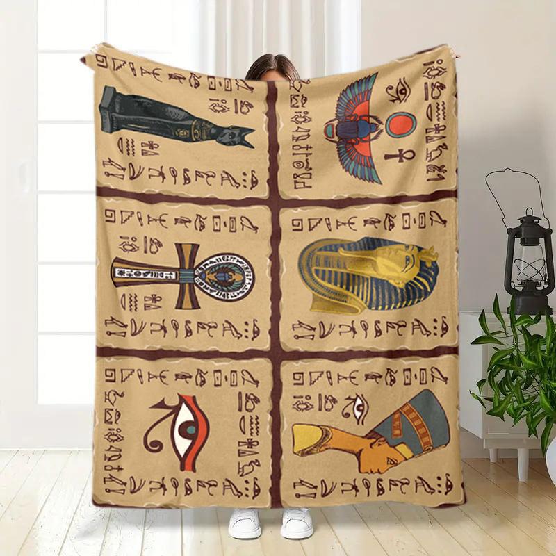1PC Ancient Egyptian murals, Vikings, Anubis blanket, all season lightweight home office outdoor nap multifunctional blanket