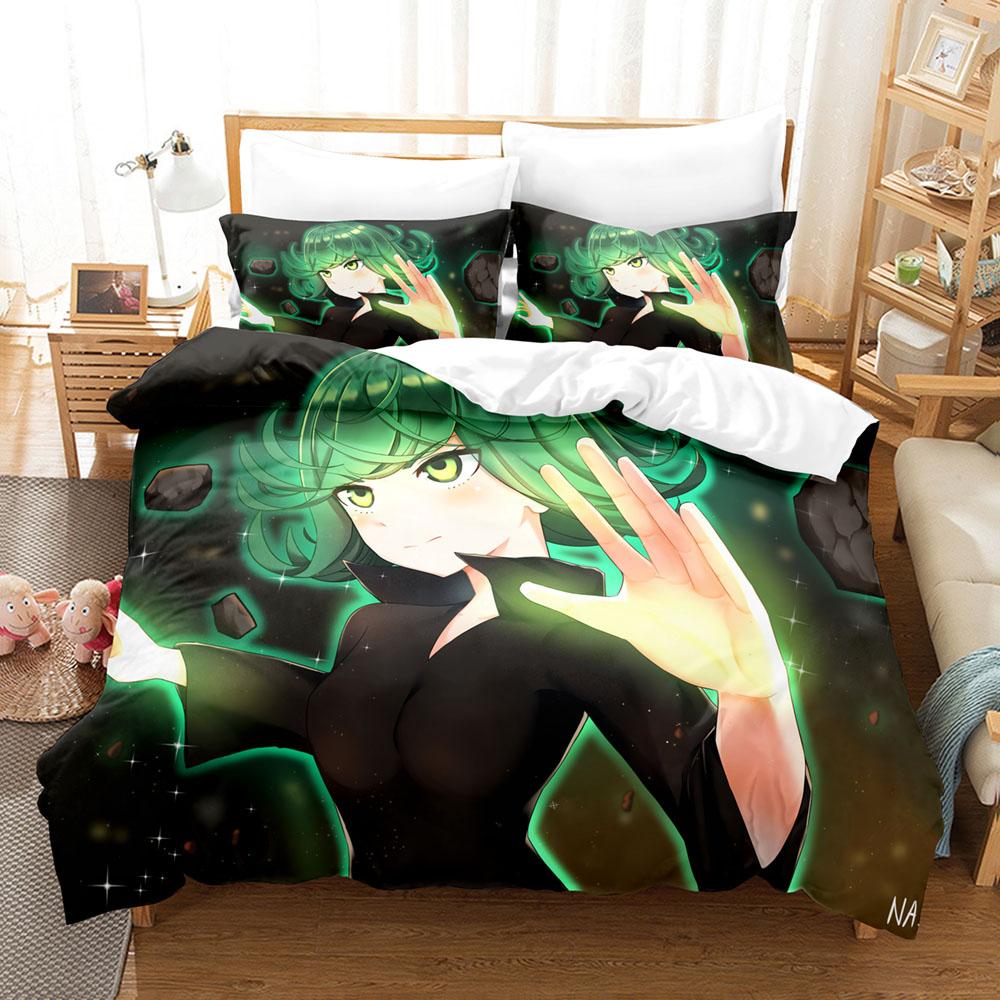Anime One-Punch Man Saitama Bedding Set Boys Girls Twin Queen Size Duvet Cover Pillowcase Bed Kids Adult Home Textileextile