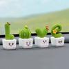 Mini resin cactus green plant car office home living room crafts decoration 1 set of 4 pieces
