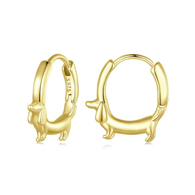 WOSTU Snake Dog Cat Ear Buckles Women 925 Silver Dachshund Hoop Earrings Girl Party Birthday Gift Minimalism Jewelry
