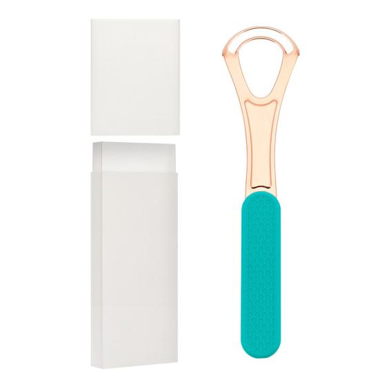 Stainless Steel Double Layer Tongue Scraper High Strength Semi-circle Flexible Tongue Brush with Non-slip Handle for Thorough Cleaning