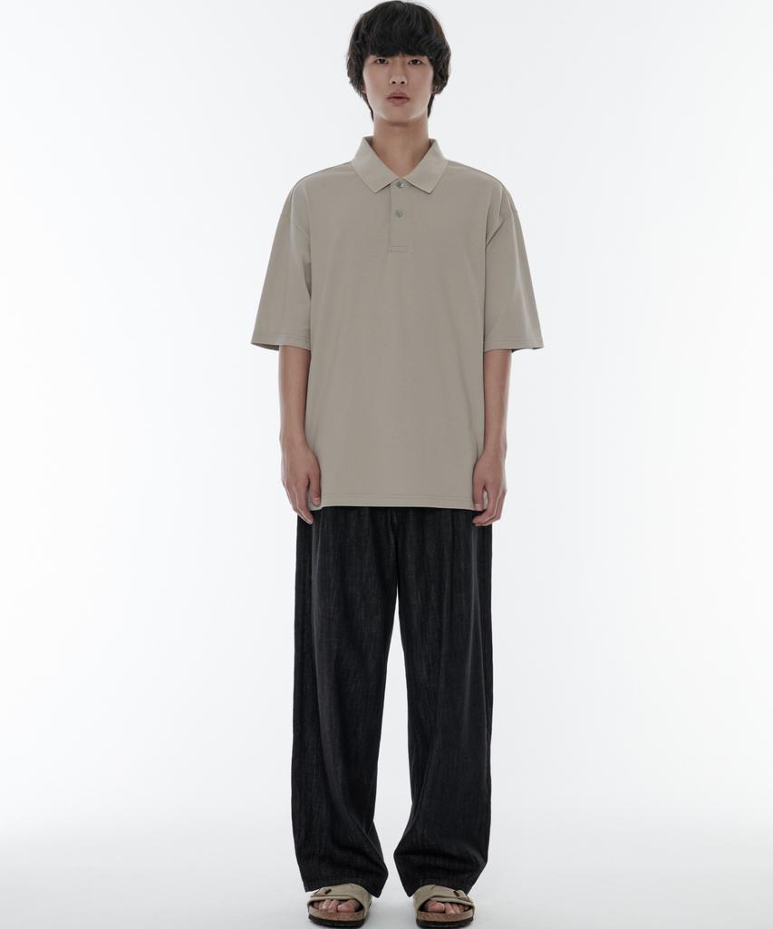 MUSINSA STANDARD [Cooltandard] Oversized Pique Polo Shirt [Grayish Beige]
