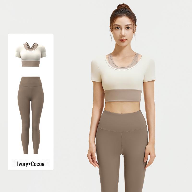 Juyitang Two-in-One Colorblock Yoga Suit - Bra-Free Fitness Apparel