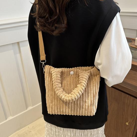 Corduroy Shoulder Bag Women Solid Color Crossbody Purse Handbag with Adjustable Shoulder Strap Top Handle for Street Commuting Daily Errands