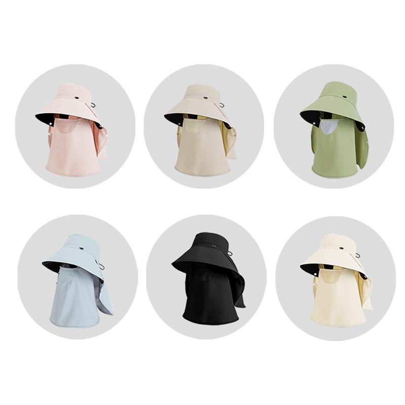 Spring Summer Sun Hat Women's Outdoor Cycling Shawl Neck Protection Sunscreen Removable Mask Large Brim Fisherman Hat