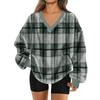 Women's V-Neck Sweatshirt Plush Solid Color Casual Fashion Long Sleeve With Pocketed Pullover Top