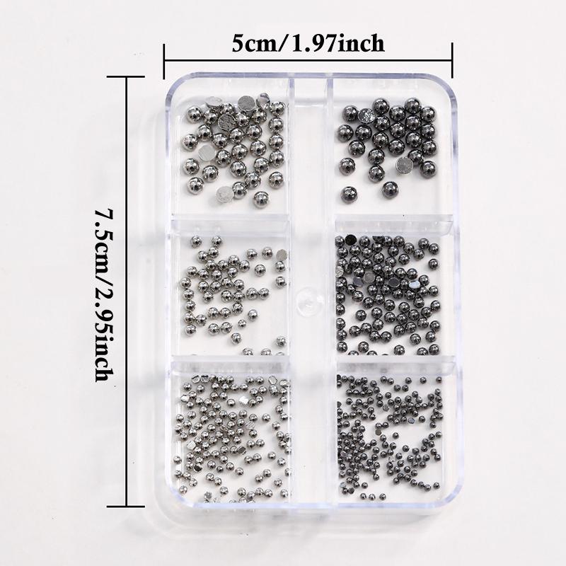 6 Grids 3D Mini Punk Metal Nail Studs Mix Size Silver Gold Black Nail Art Charms Alloy Rivets Stick Cone Diy Crafts Decoration
