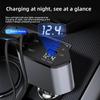 120W Metal Car Charger Super Fast Charging with Digital Display 4 Port Retractable Cable Multifunctional USB C Vehicle Charger