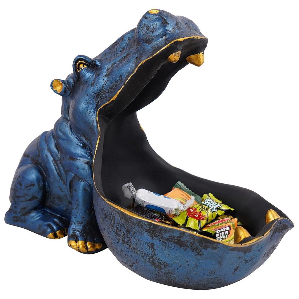 Angry Big Mouth Nilpferd Prunkstück für Heimdekoration Prunkstück | Nilpferd-Prunkstück für Zuhause, dekoratives Prunkstück (Nilpferd Blau) Harz