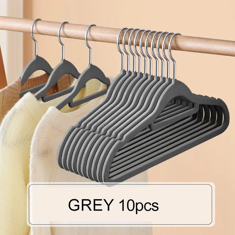 Wieszak na ubrania 44,5 cm, antypoślizgowy, z flokowaniem, bezszwowy, plastikowy wieszak domowy z hakiem obrotowym o 360 stopni