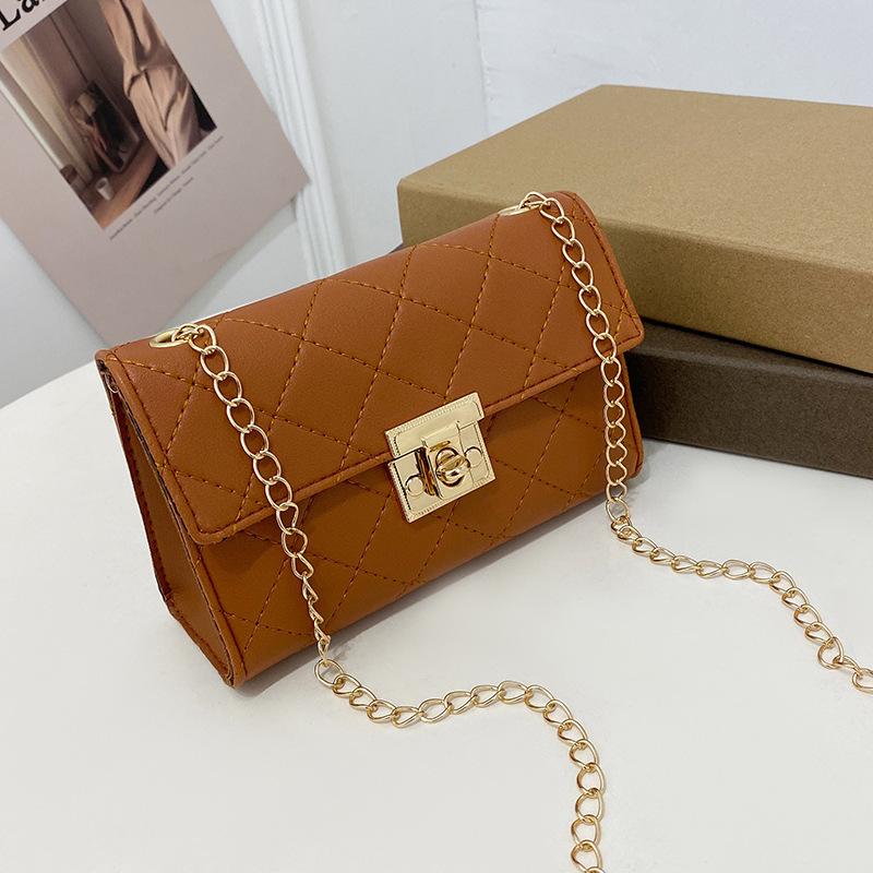 Embroidered lock small square bag lis women's shoulder bag women's diamond chain bag