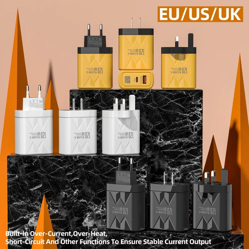 120W GaN USB C Schnellladegerät PD QC3.0 Wandadapter für iPhone Samsung Xiaomi Redmi Schnellladung EU/US Stecker Telefon Typ C Ladegerät