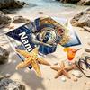 Custom Name Personalized Real Madrid Football Print Beach Towel, for Trip Camping Beach Party Home Decor, Birthday Gift for Family & Friends