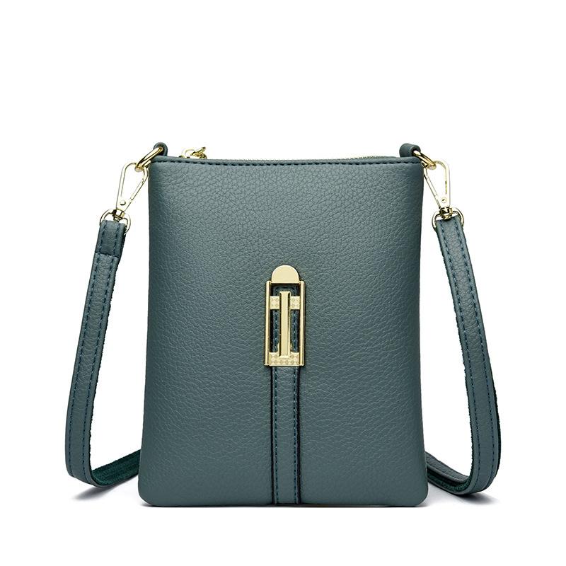 

Мягкая кожаная женская сумка через плечо для мобильного телефона, модная и трендовая сумка на одно плечо, вместительная зелёный