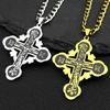 Orthodox Crucifix Jesus Christ Cross Pendant Necklace for Men Stainless Steel Gold Color Hip Hop Chain Necklaces Jewelry Gift