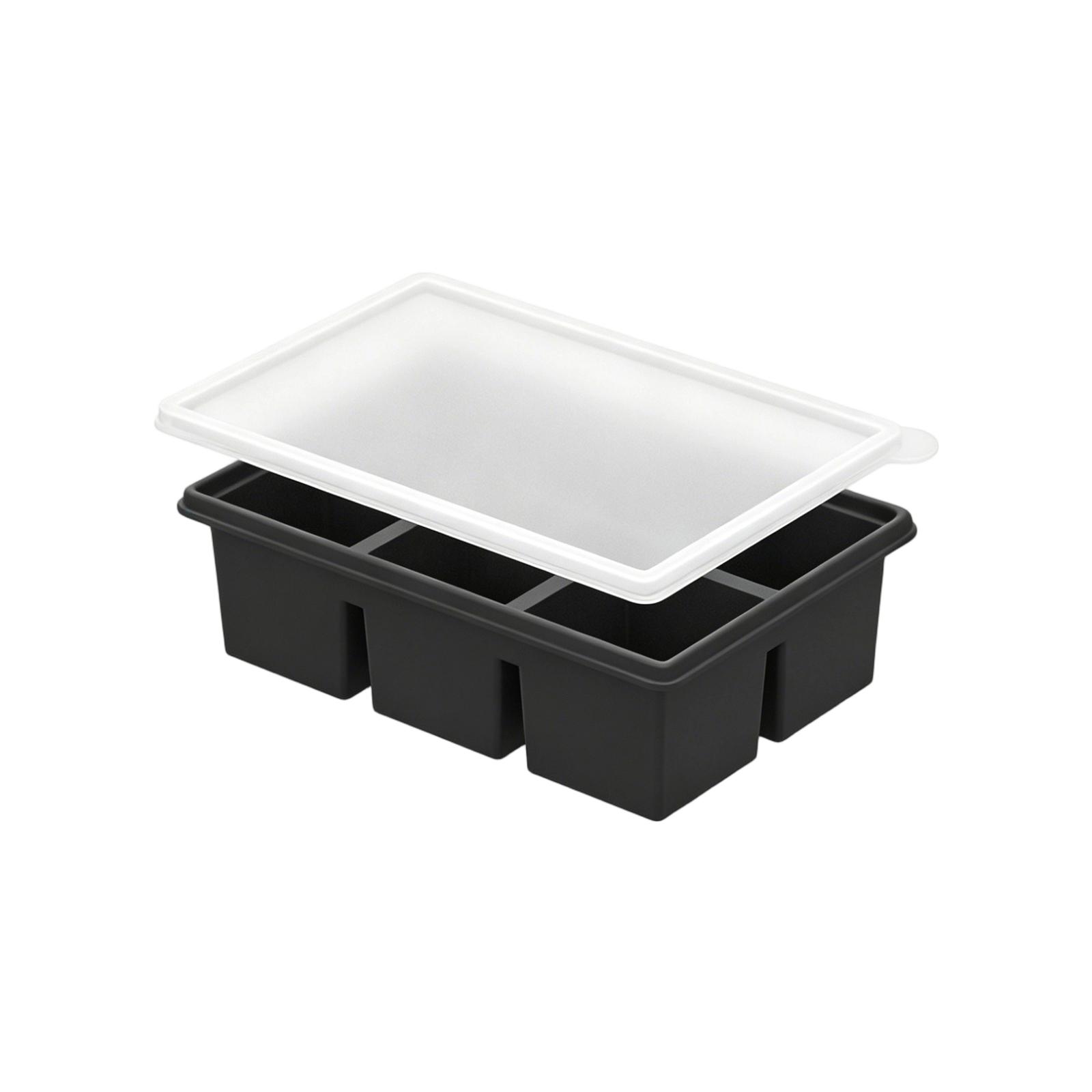 

Silicone Ice Cube Tray with Lid 6 Compartment Flexible Square Ice Mold for Freezing Beverage Ice Cubes and Food Storage One Size чёрный