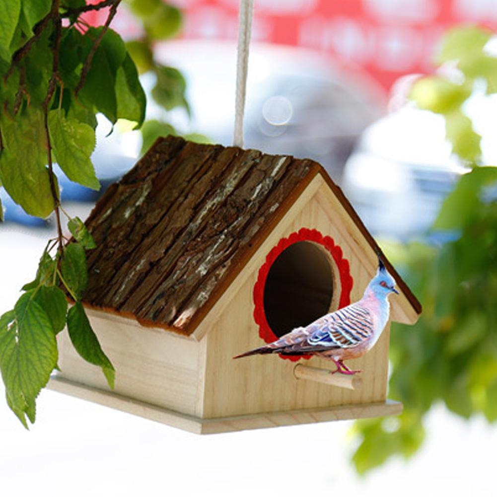 Fuglehus Slitesterkt Hengende Furu Fuglereir for Fugler Matstasjon Hvilestopp(rød)
