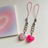 Love Heart Keyring Personalized Couple Keychain Handmade Cellphone Lanyard Unique Charm for Key and Earphone Cases