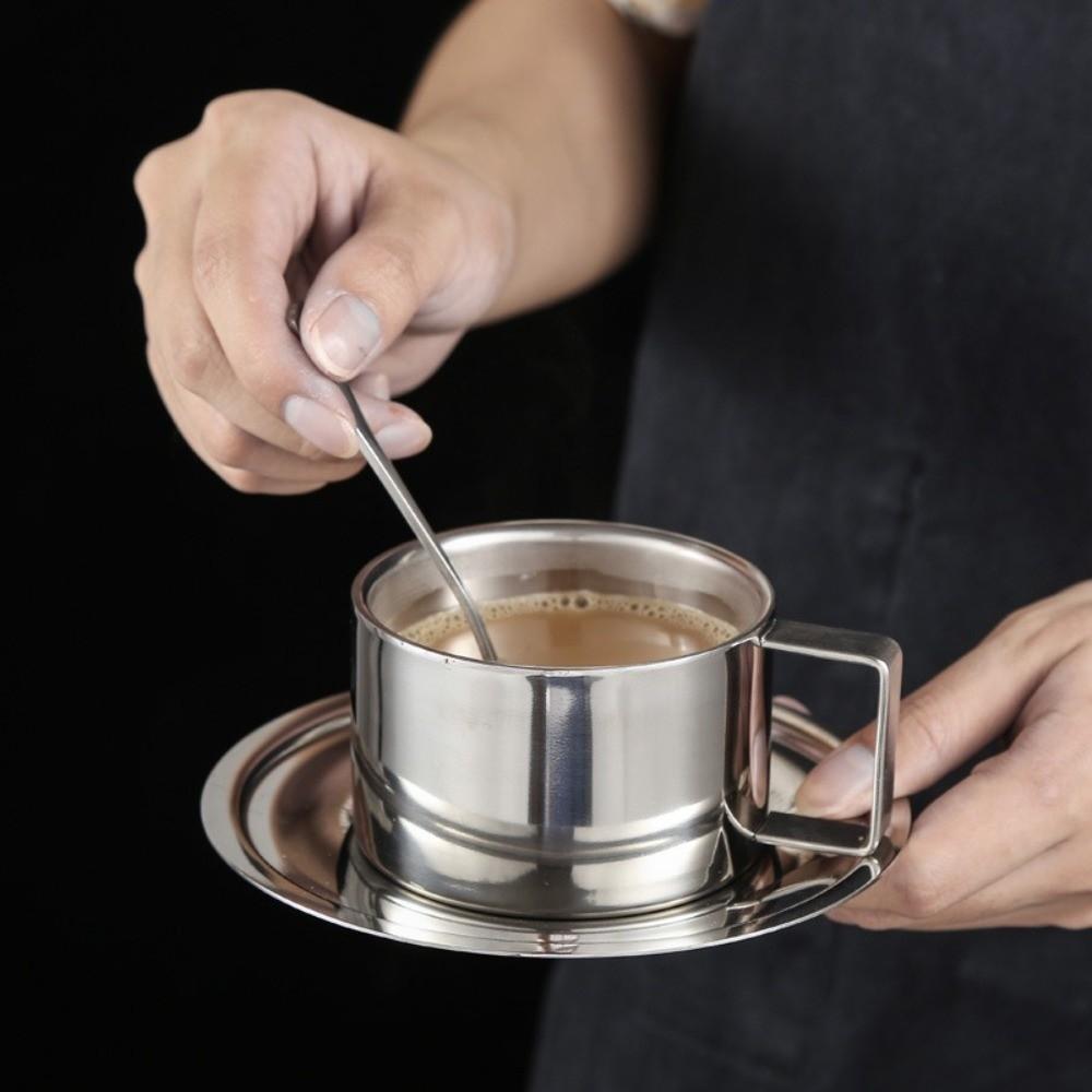 Stainless Steel Coffee Cup Set Double Wall Espresso Cup Portable Tea Cup  Household