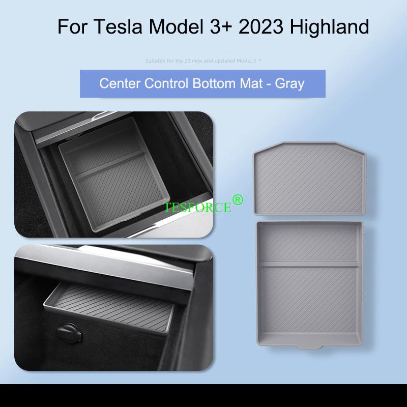 For TESLA Model 3 2023 2024 Highland Wireless Charging Silicone Pad Model3+ Center Control Storage Box Armrest Box Bottom Mat