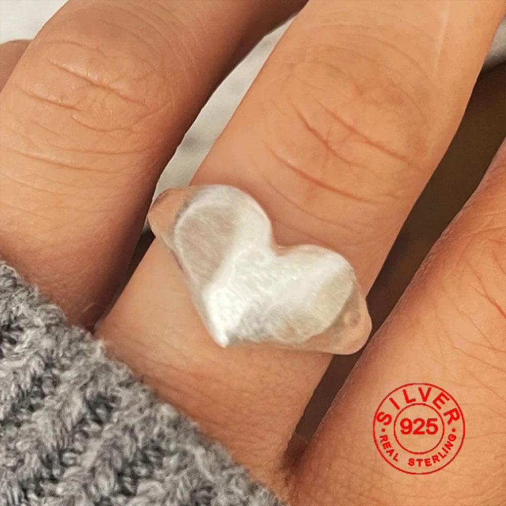 

BF CLUB Silver Color Rings for Women Fashion Geometric Handmade Irregular Heart Gold Ring Party Christmas Gift