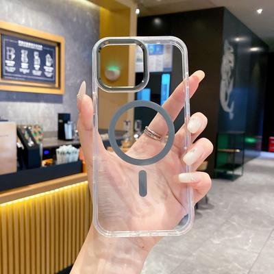 Vhodné pro pouzdro na mobilní telefon IPhone16promax Jednoduché průhledné Magnetická absorpce Proti žloutnutí 15/14 Ochranné pouzdro proti pádu 13