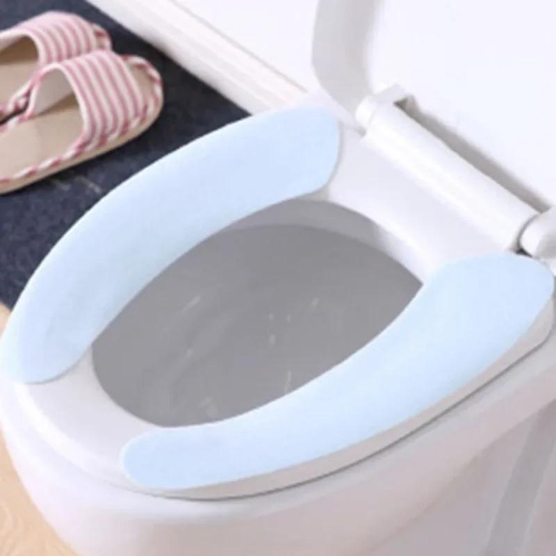 

Универсальный чехол для сиденья унитаза, 2 пары, мягкий, мультяшный, туалет, липкий коврик для сиденья, моющийся, подогреватель для ванной, чехлы для сидений, подушки