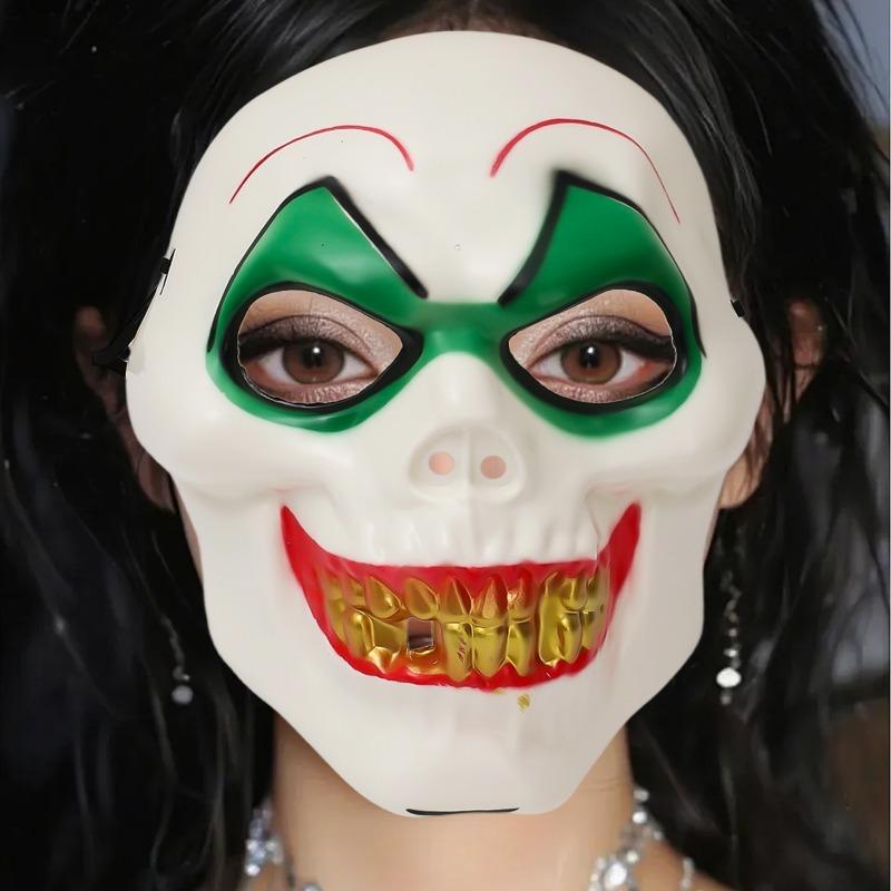 2025 New Joker Full Face Mask Funny Big Gold Teeth Smiling Face Mask Cool Boy Headgear Halloween Cosplay Props