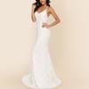 Elegant V-Neck Spaghetti Strap Evening & Wedding Gown with Long Train