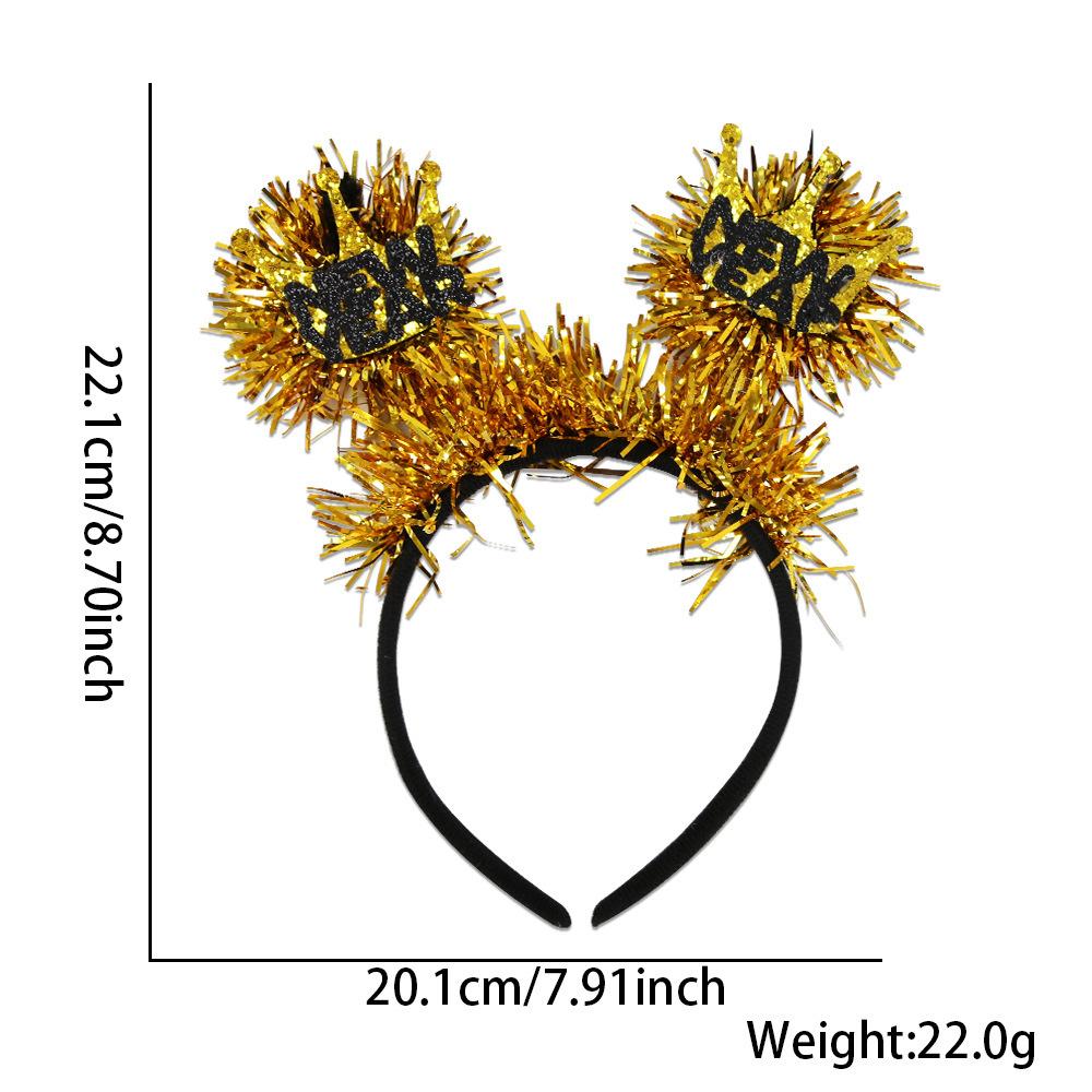Black Gold Hair Band Decorative 2026 Celebration Headband New Year'S Eve Headband Comfortable Holidays Hair Accessory For New