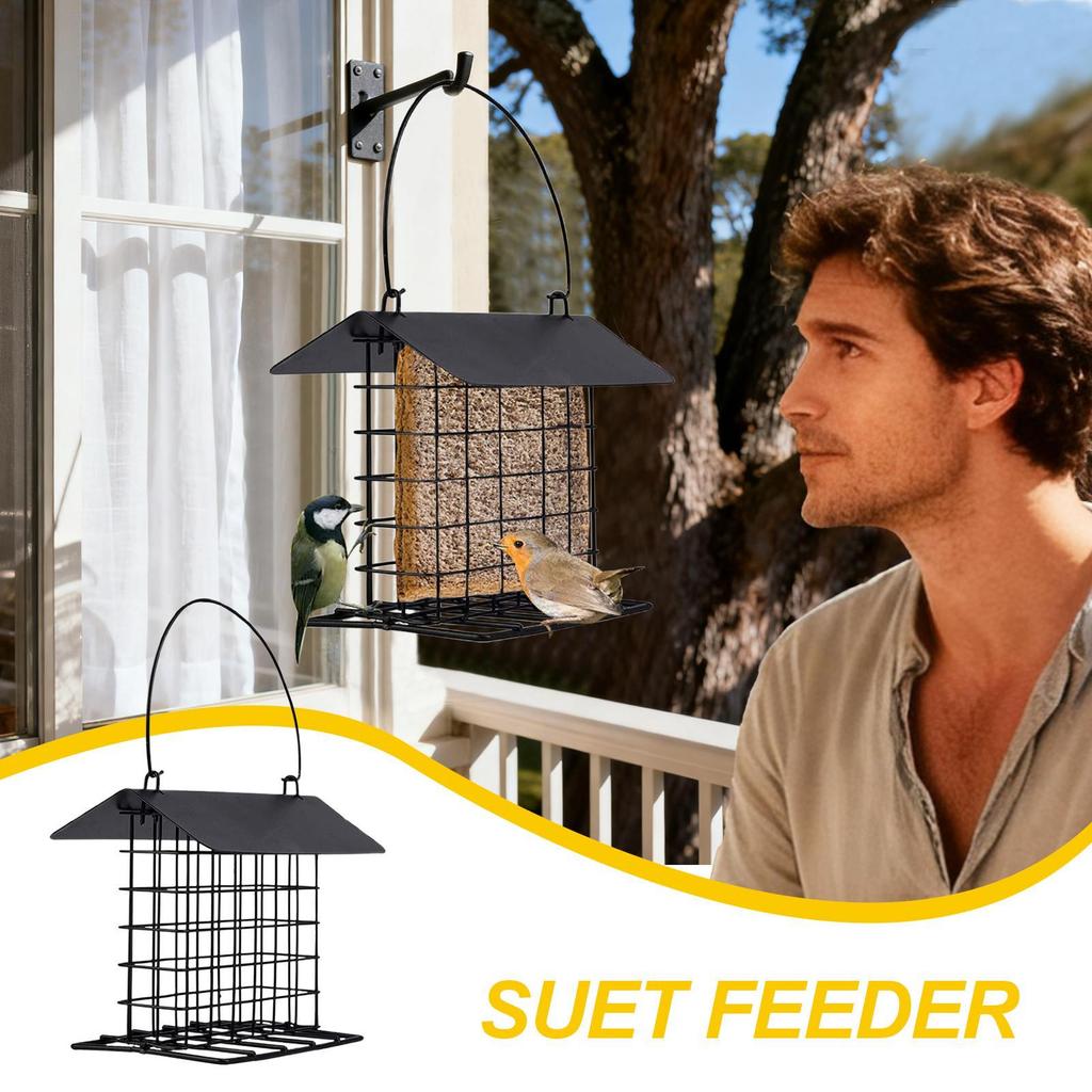 Suet Feeder Reusable Squirrel Proof Feeding Station Suet Cakes Cage Bird Feeder for Wild Hummingbirds Woodpeckers All Breeds